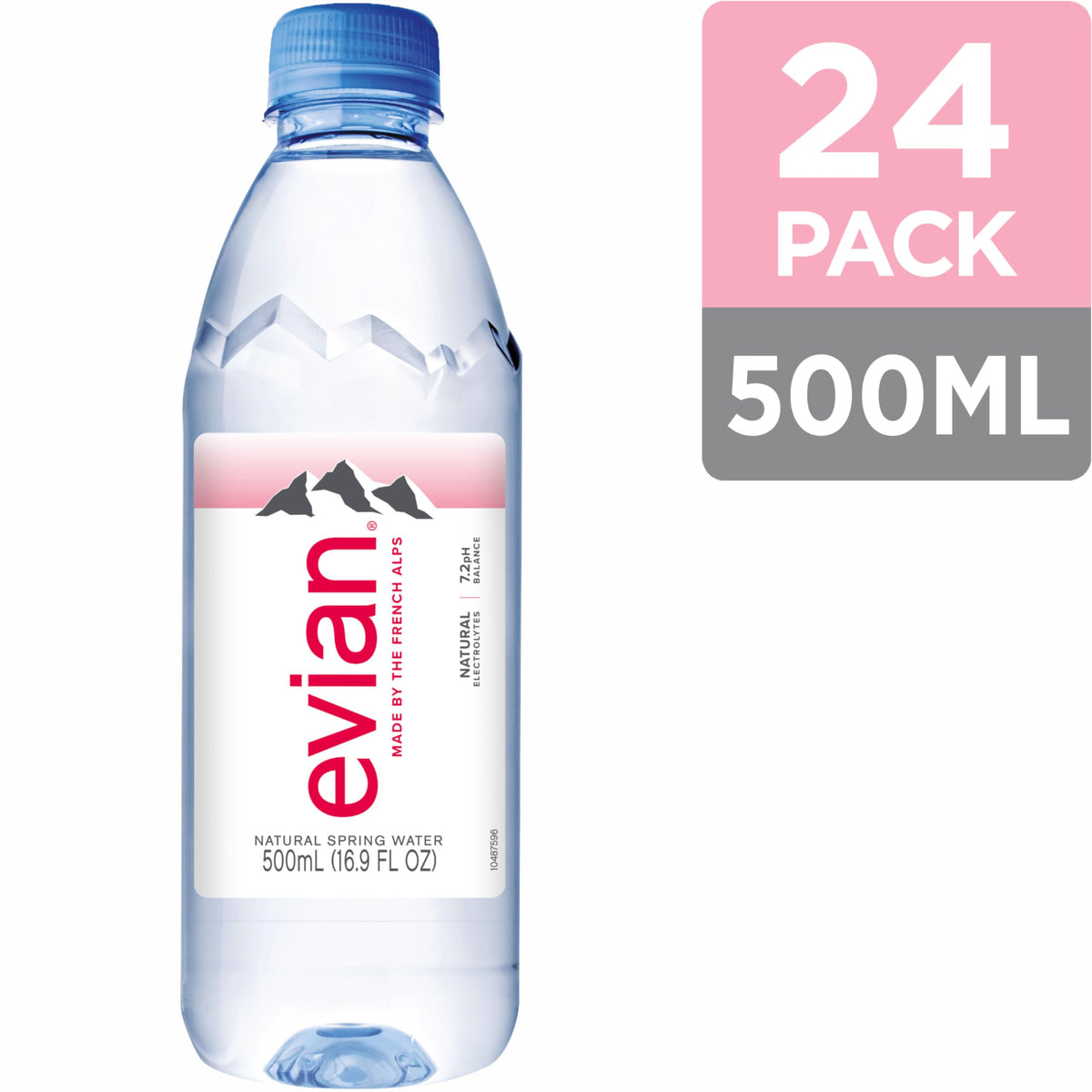 evian Natural Spring Water – Pure Hydration with Natural Electrolytes | 16.9 fl oz / 500 mL (Pack of 24)
