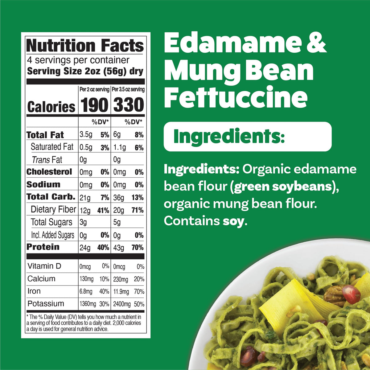 EXPLORE CUISINE Organic Edamame & Mung Bean Fettuccine – High-Protein Gluten-Free Pasta (Pack of 6)