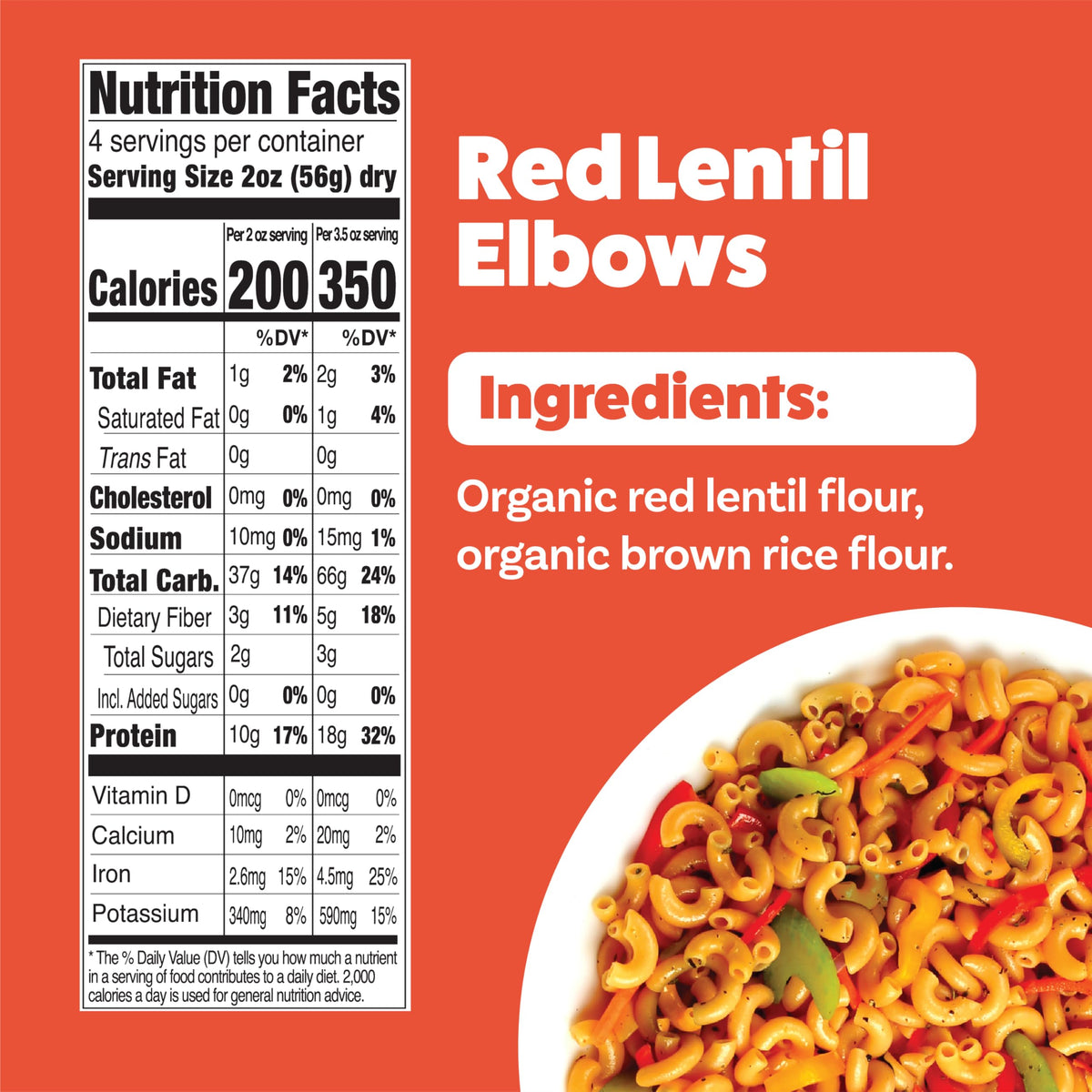 Explore Cuisine Organic Red Lentil Elbows – High Protein & Fiber, Gluten Free Pasta (Pack of 6, 8 oz)