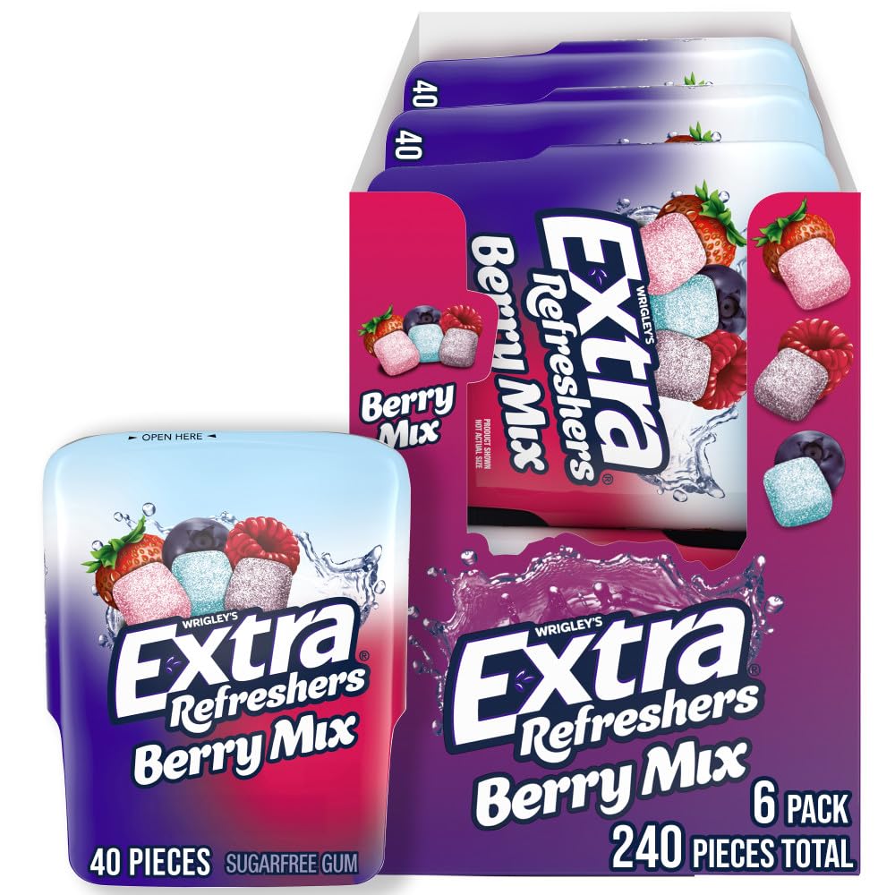 EXTRA Gum Sugar-Free Berry Mix – 6 Bottles (40 Pieces Each) | 3.21 oz