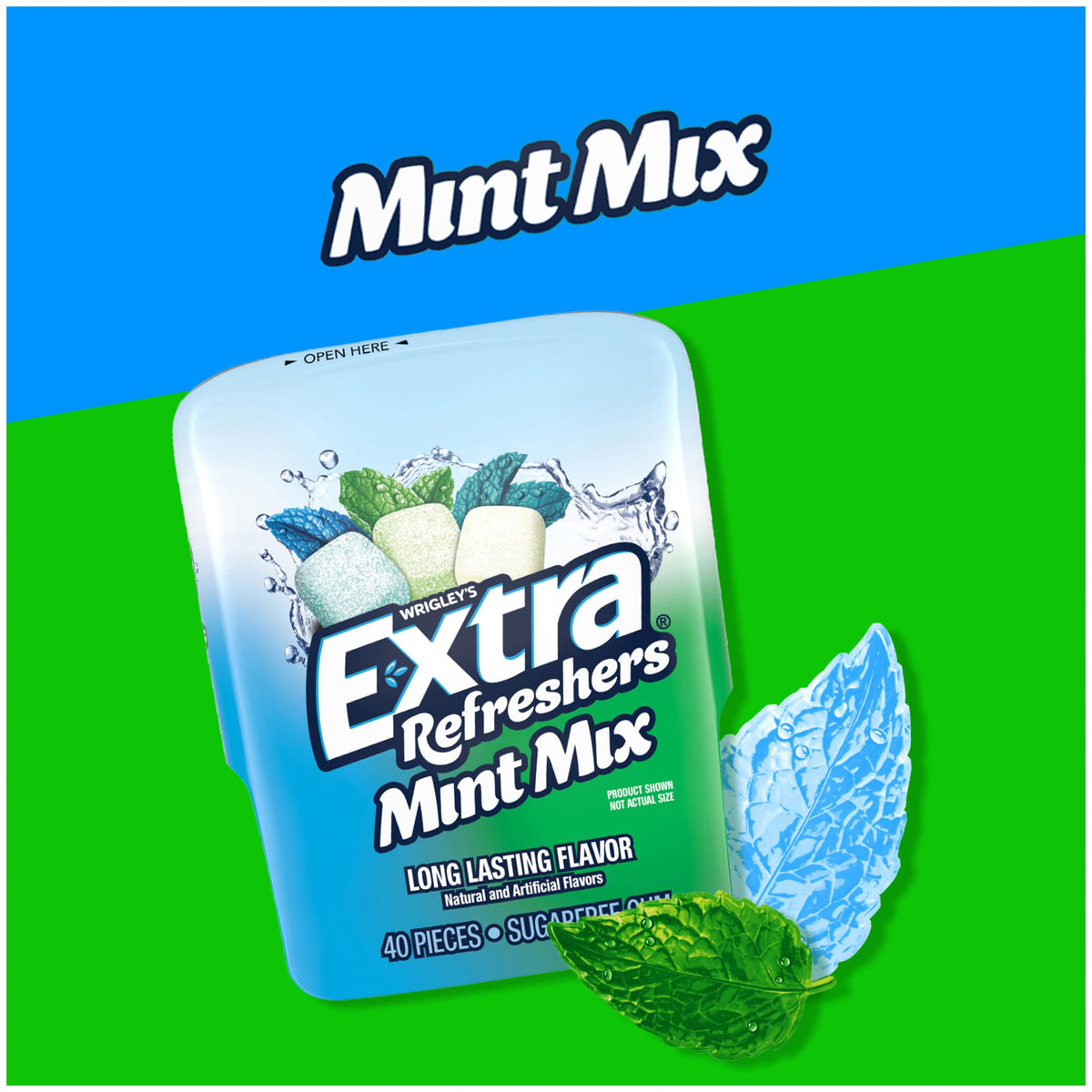 EXTRA Refreshers Mint Mix Gum – 6 Bottles x 40 Pieces | Long-Lasting Fresh Breath