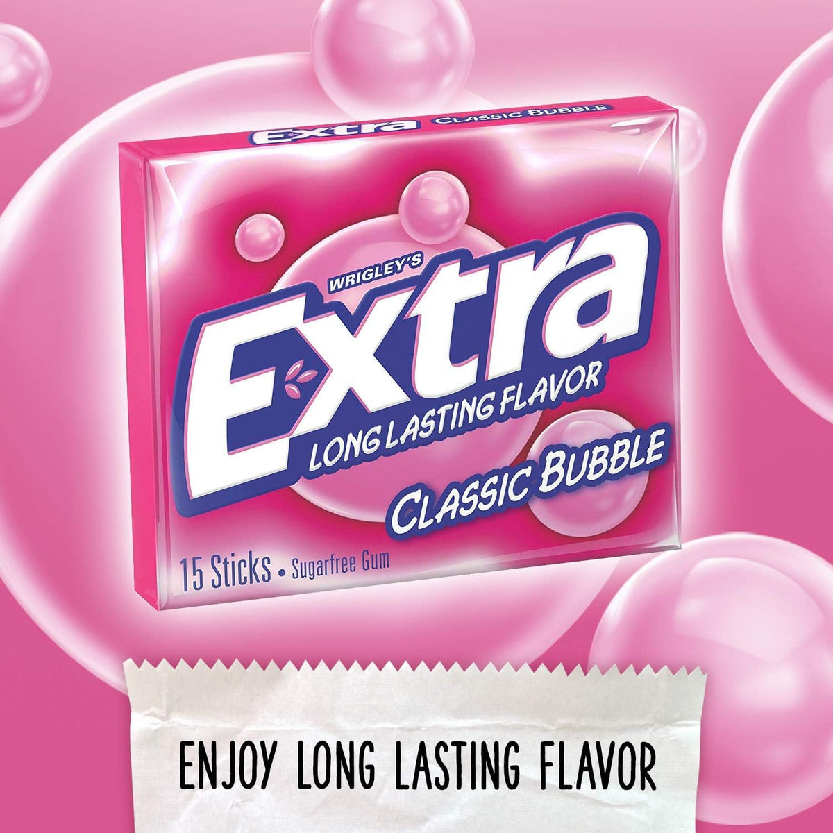 Extra Sugar Free Gum – Classic Bubble, 15-Piece Slim Packs, Pack of 20 (300 Pieces)