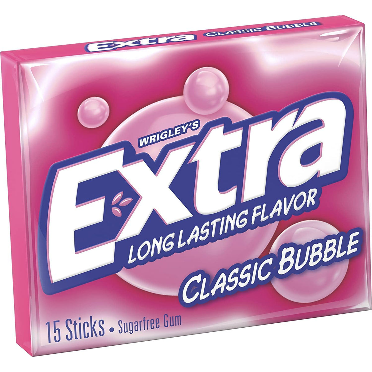 Extra Sugar Free Gum – Classic Bubble, 15-Piece Slim Packs, Pack of 20 (300 Pieces)
