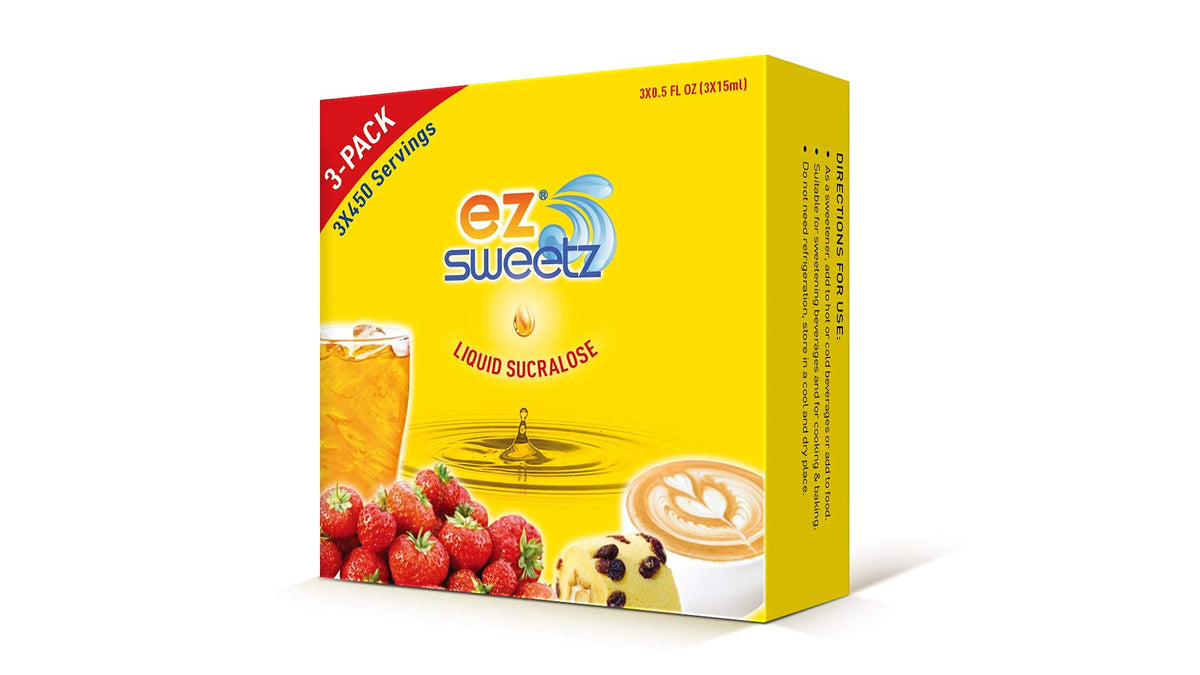 EZ-Sweetz 0.5 oz Liquid Sweetener — 450 Servings per Bottle, 3-Pack