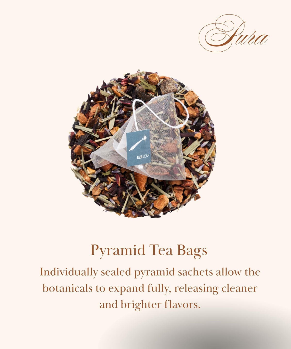 EZR LEAF Decaf Herbal Tea Sampler – 22ct Caffeine-Free Pyramid Bags | Assorted Fruit & Floral Blends