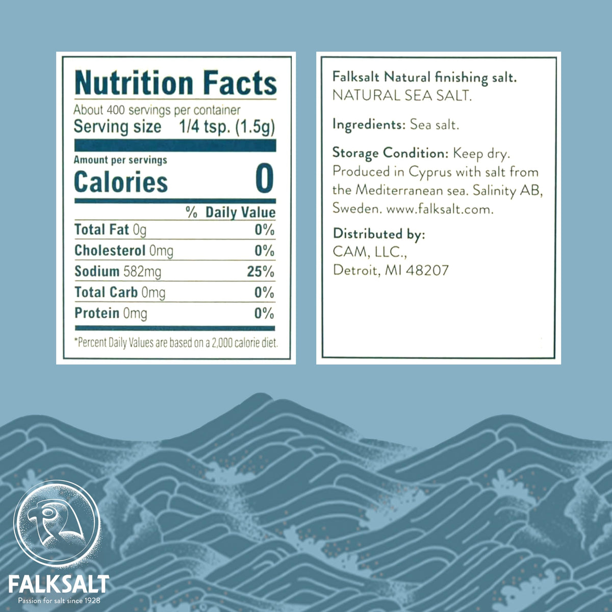 Falksalt Natural Sea Salt Flakes – Light, Crunchy Gourmet Finishing Salt (1.32 lb)