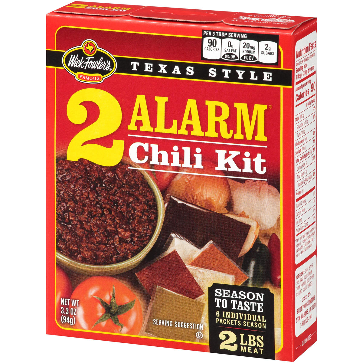 Wick Fowler's 2-Alarm Chili Kit – Authentic Texas-Style Chili Seasoning (Pack of 8)