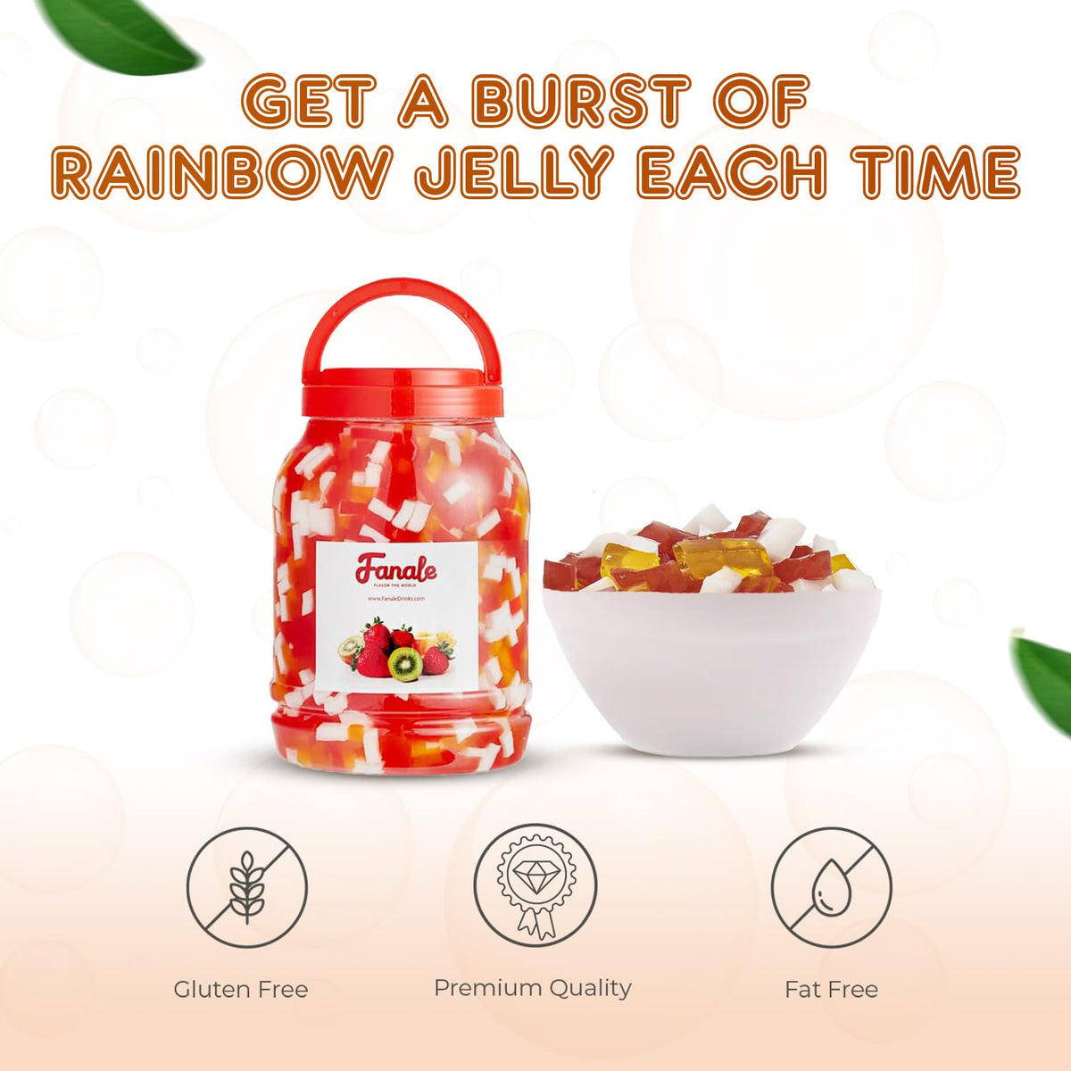 Fanale Coconut Jelly Topping – Nata de Coco for Bubble Tea & Desserts (8.3 lb) | Rainbow Jelly | JEL001