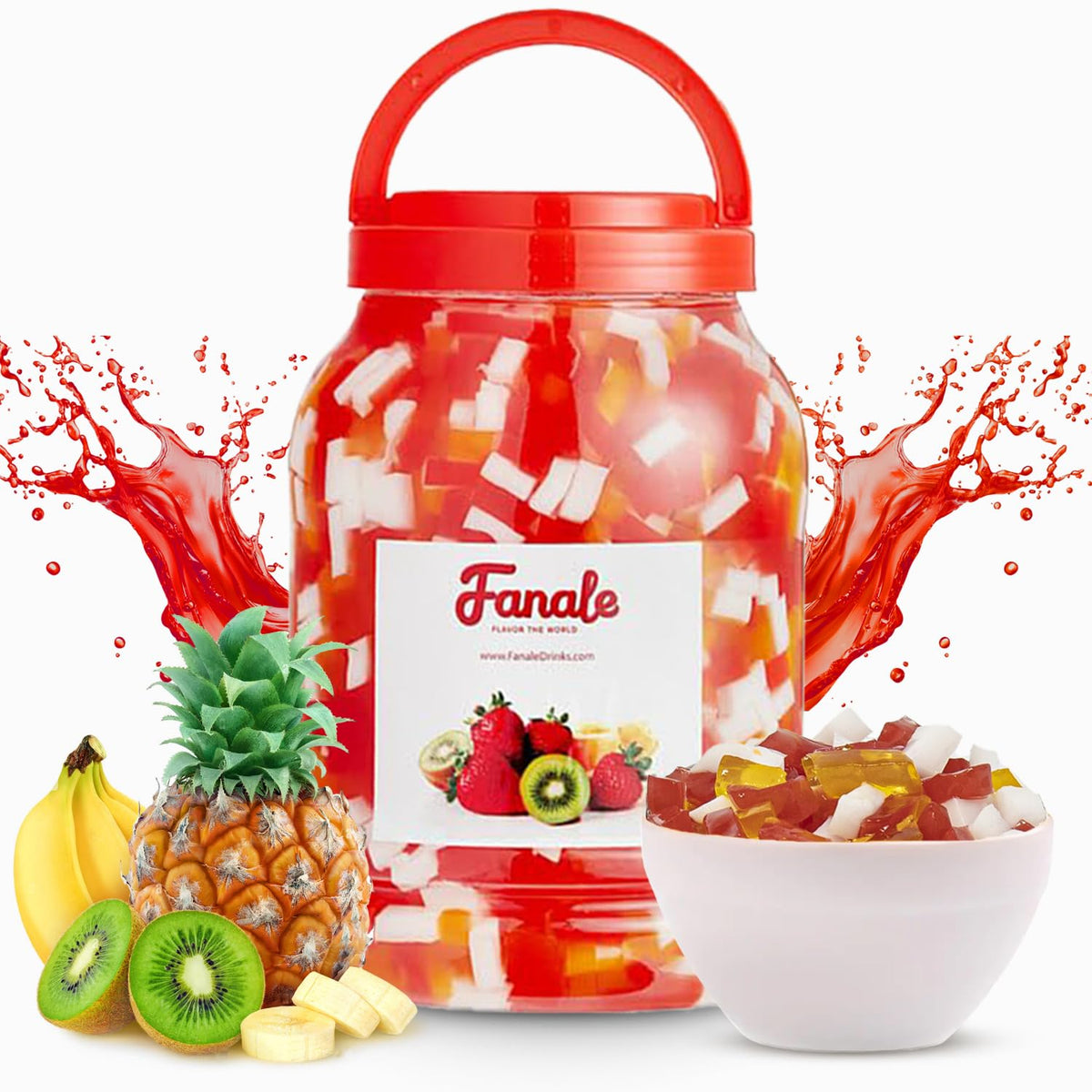 Fanale Coconut Jelly Topping – Nata de Coco for Bubble Tea & Desserts (8.3 lb) | Rainbow Jelly | JEL001
