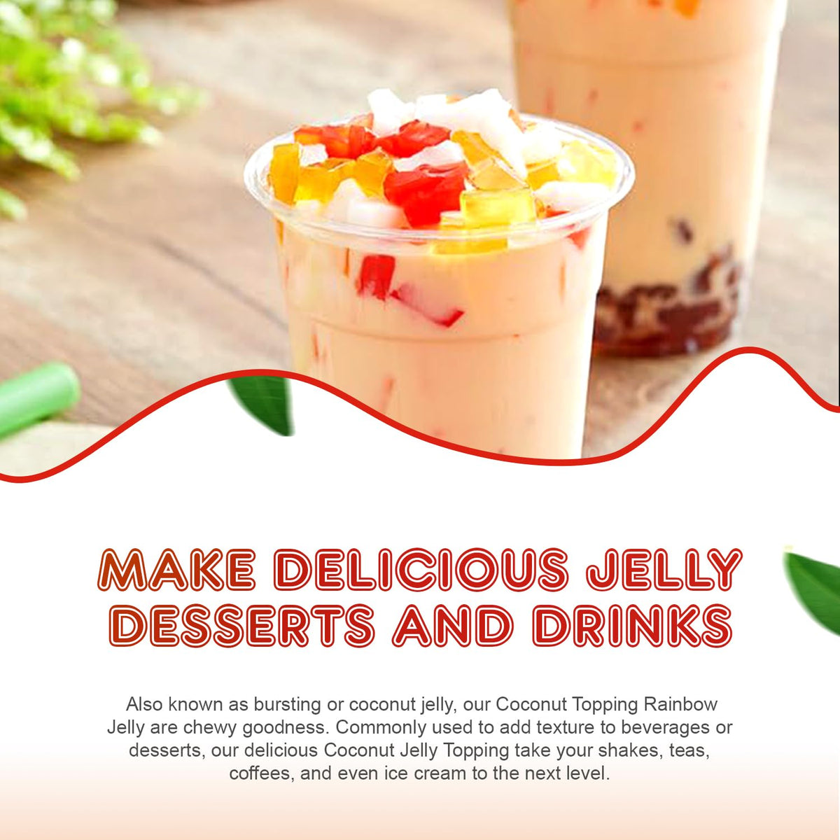 Fanale Coconut Jelly Topping – Nata de Coco for Bubble Tea & Desserts (8.3 lb) | Rainbow Jelly | JEL001