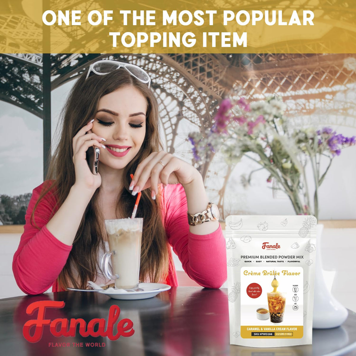 Fanale Premium Creme Brulee Bubble Tea Flavor Powder | 2.2 lb / 1 kg | Gluten-Free & Vegan