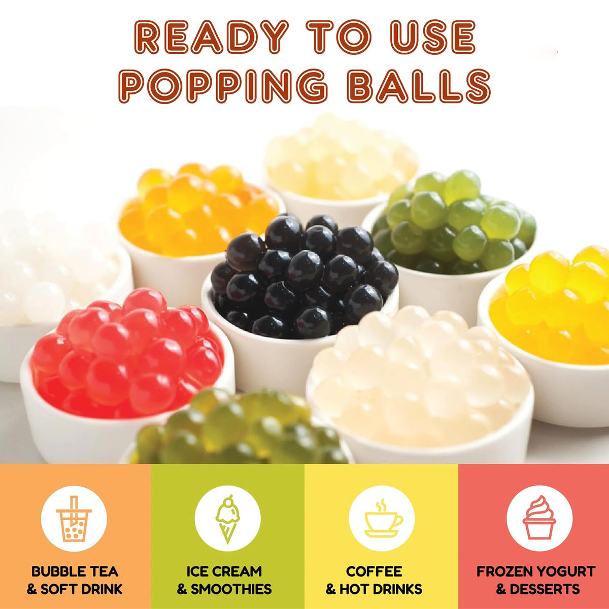 Fanale Strawberry Mango Popping Boba Pearls – Vegan, Gluten-Free, 2 lb (1 lb x 2) for Bubble Tea & Desserts