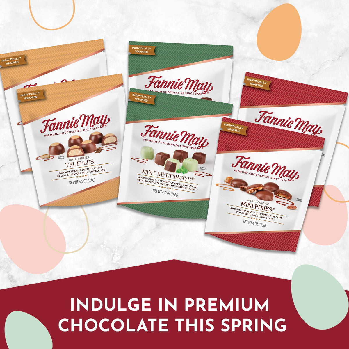 Fannie May 6 Bags Variety Pack – Mini Pixies, Mint Meltaways & Buckeyes (25.4 oz)