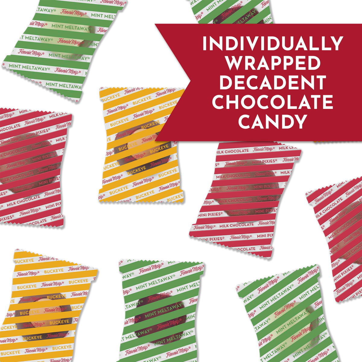 Fannie May 6 Bags Variety Pack – Mini Pixies, Mint Meltaways & Buckeyes (25.4 oz)