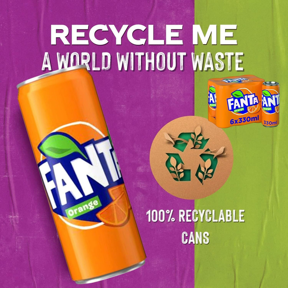 Original European Fanta Orange Flavor Soda – 6x330ml Cans with Sticker