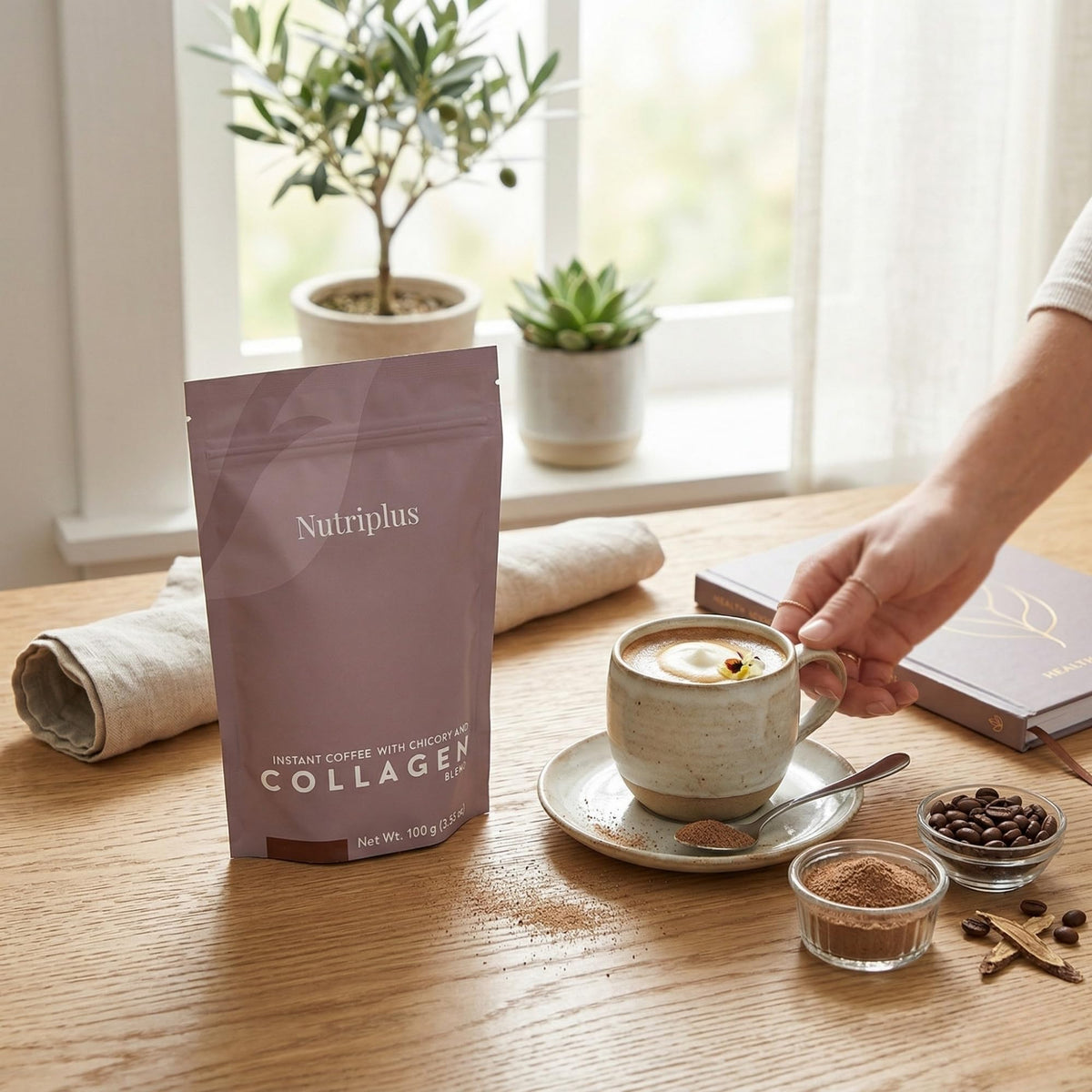 FARMASi Nutriplus Instant Coffee with Chicory and Collagen – Low Caffeine