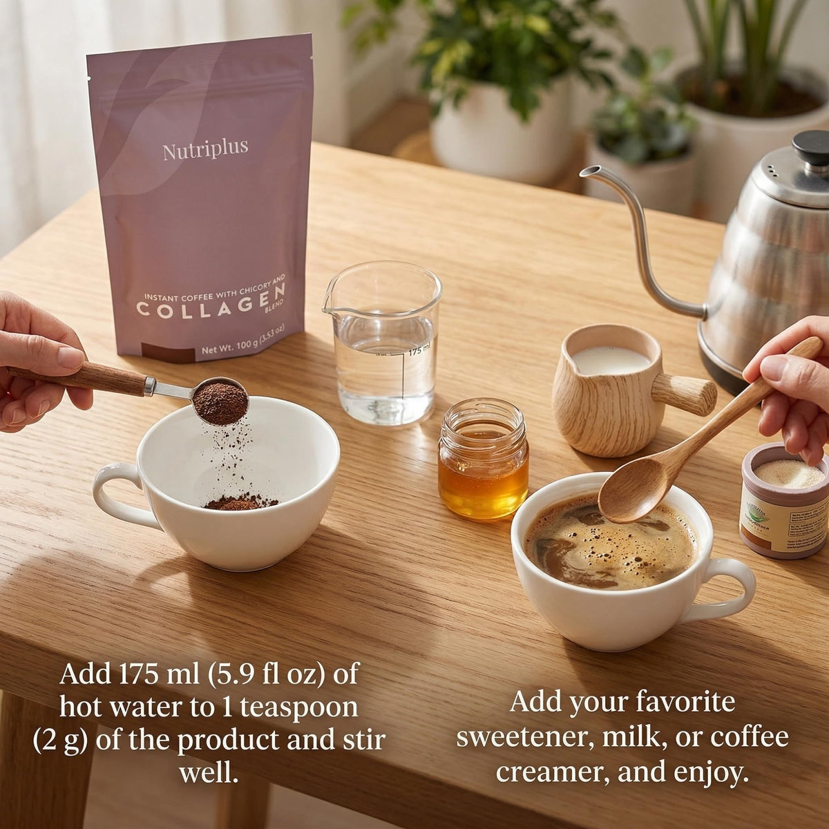 FARMASi Nutriplus Instant Coffee with Chicory and Collagen – Low Caffeine