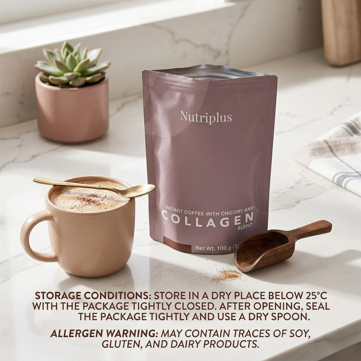 FARMASi Nutriplus Instant Coffee with Chicory and Collagen – Low Caffeine