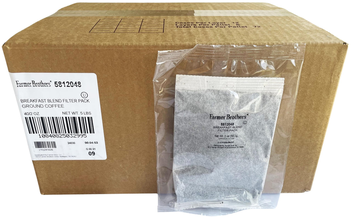 Farmer Brothers Coffee – Breakfast Blend Ground, Medium Roast, 2 oz Filter Pack (40-Count Bulk)