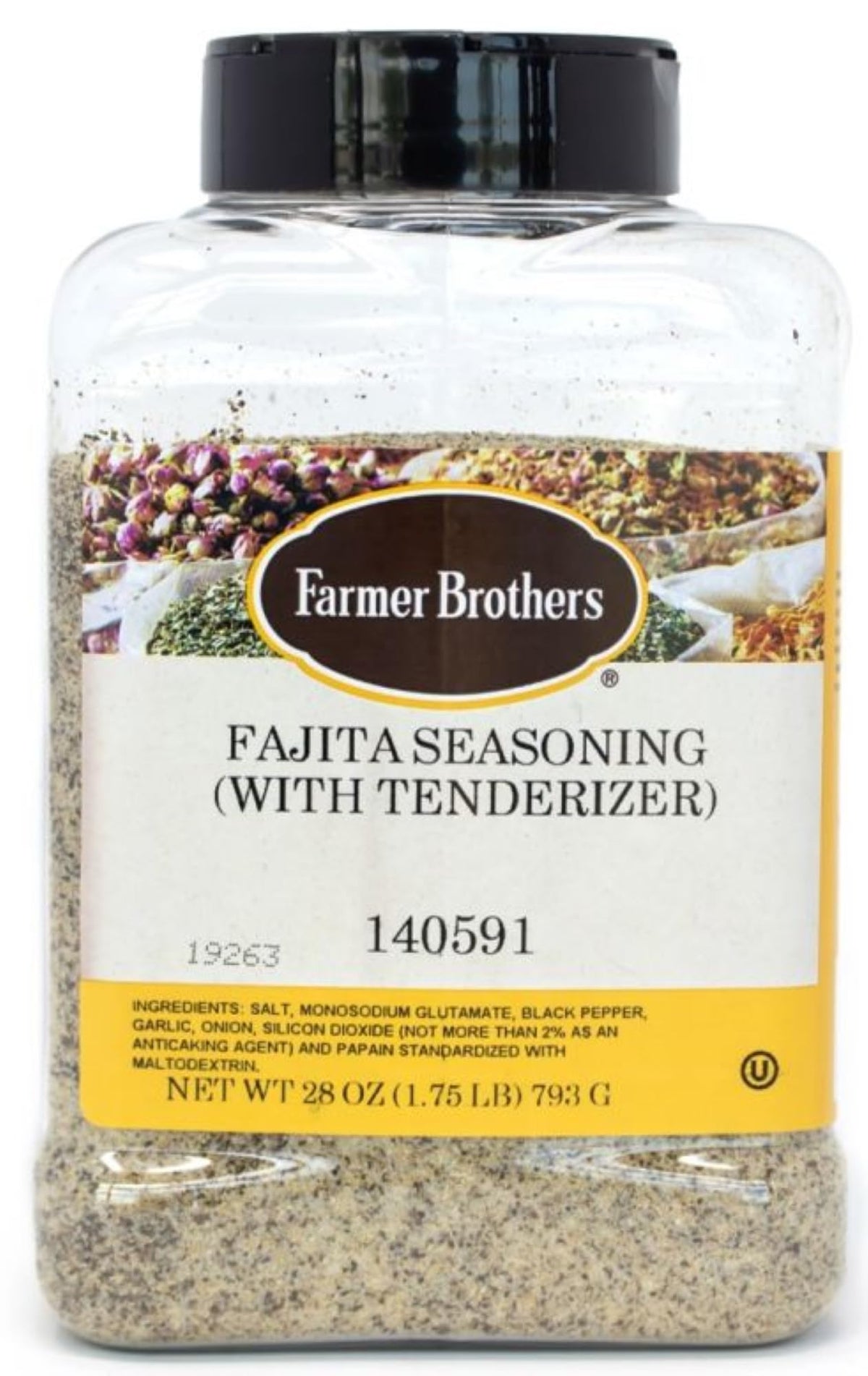 Farmer Brothers Fajita Seasoning with Tenderizer — 28 oz Large Restaurant/Food Service Bottle