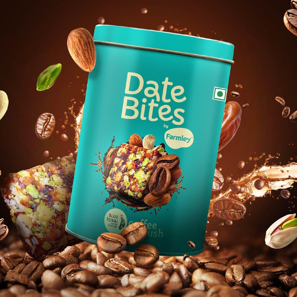 Farmley Coffee Rush Date Bite Barfi – 200 g | Dates, Coffee, Nuts, Honey, Ghee | Gluten Free, No Added Sugar