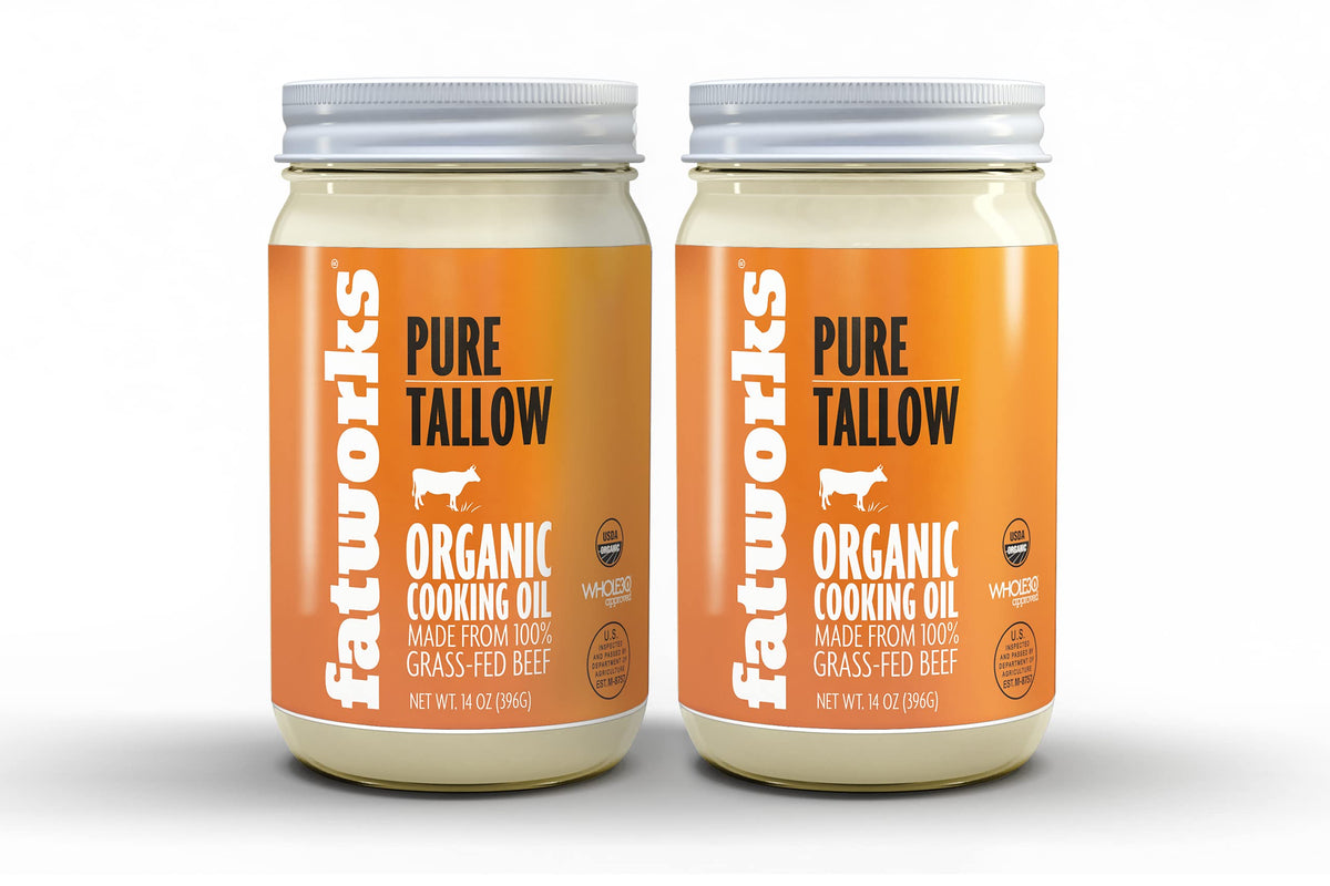 Fatworks Organic Grass-Fed Beef Tallow – 14 oz | Non-GMO, Pasture-Raised