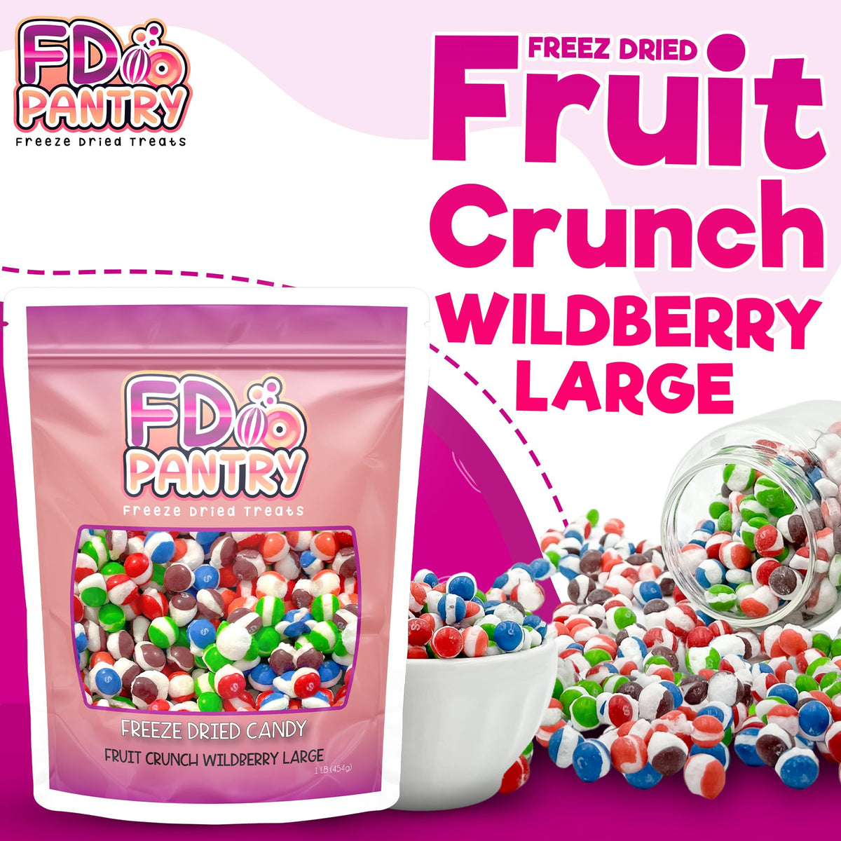 Fruit Crunch Wildberry Freeze-Dried Candy, 16 oz Pouch | FD Pantry
