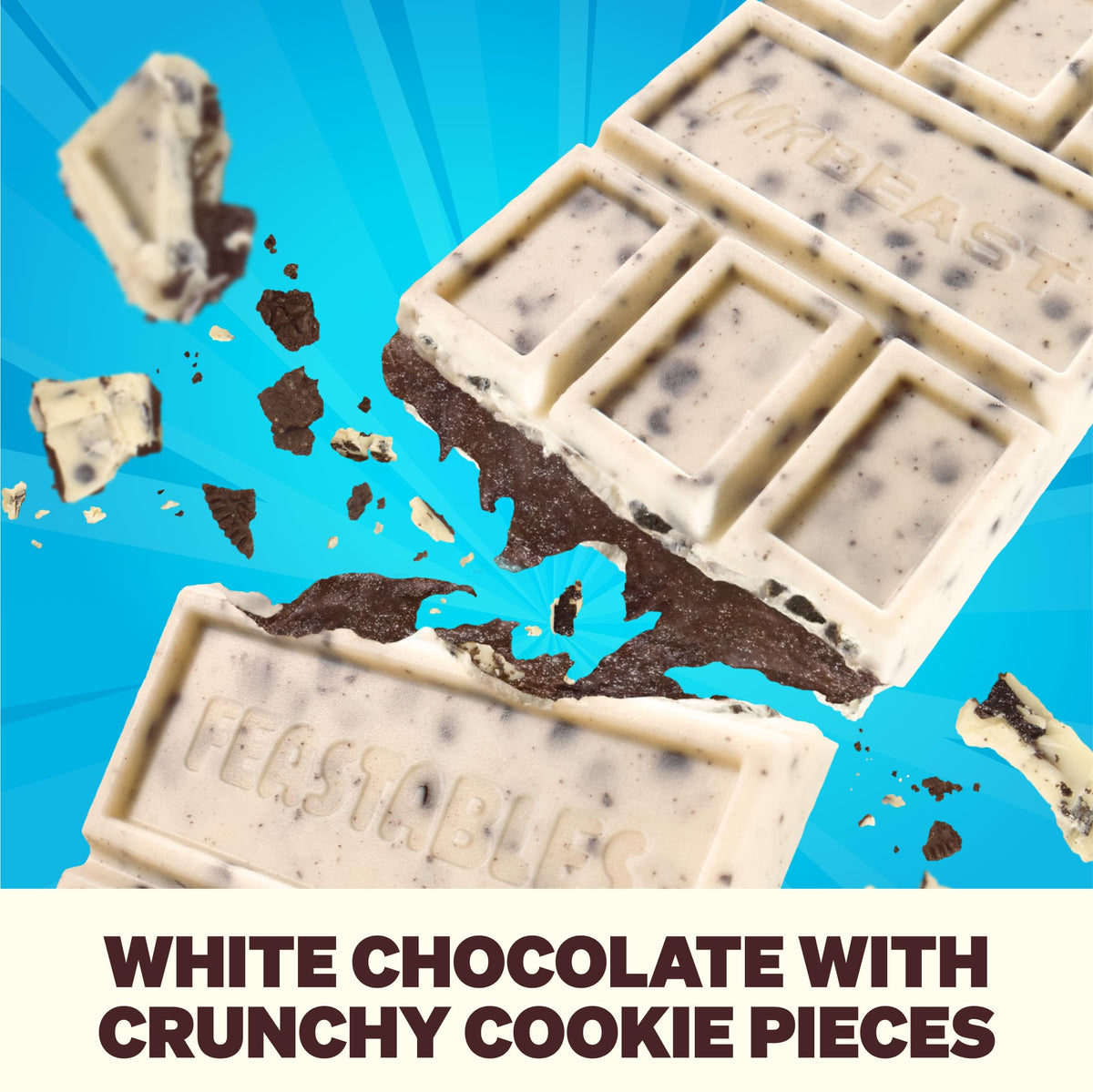 Feastables MrBeast Cookies & Creme White Chocolate Bar – King Size, 10 Count
