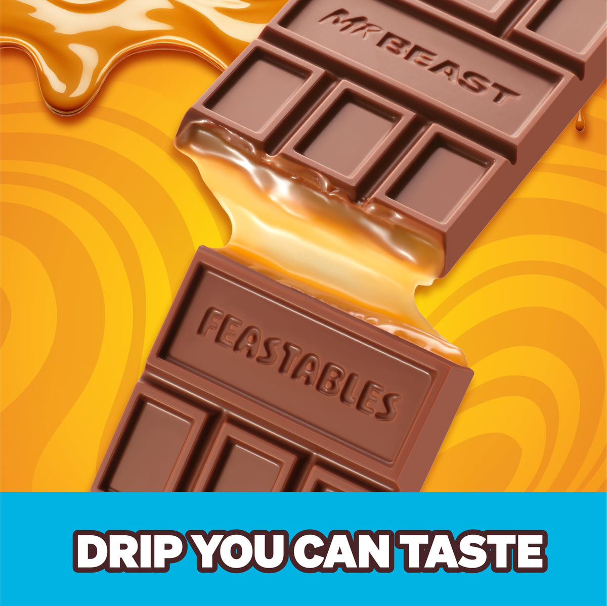 Feastables MrBeast Caramel Chocolate Bar – King Size (10 ct), Fairtrade Cocoa