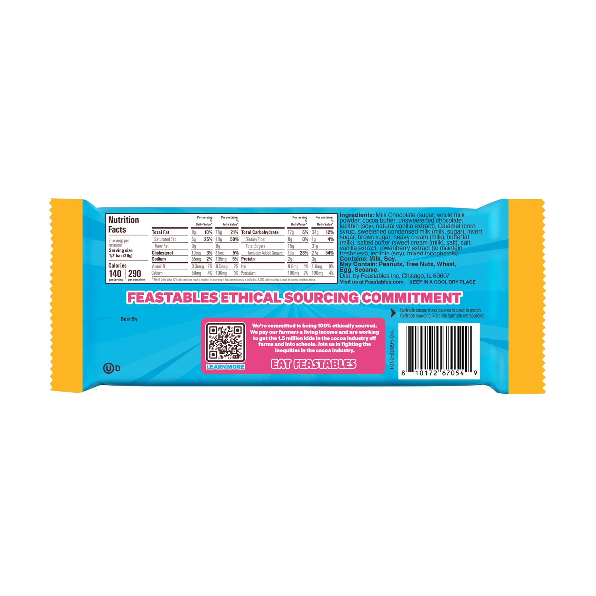 Feastables MrBeast Caramel Chocolate Bar – King Size (10 ct), Fairtrade Cocoa