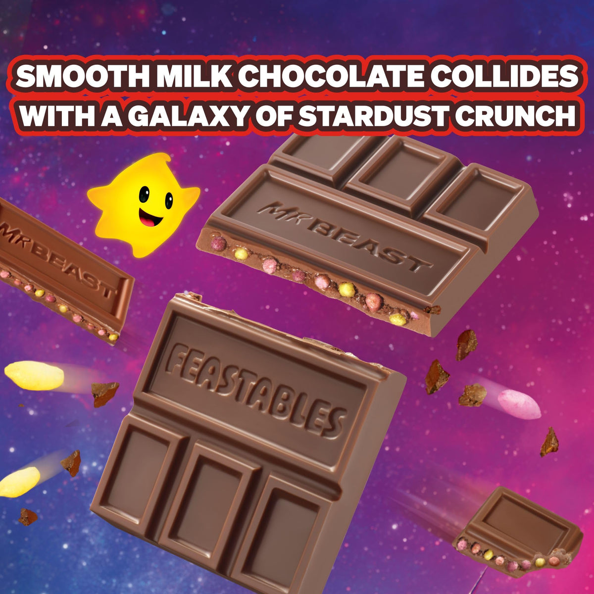 Feastables MrBeast Galaxy Cocoa Crunch Bar – Limited Edition for The Super Mario Galaxy Movie (60g x10)