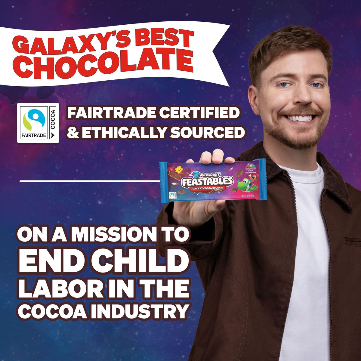 Feastables MrBeast Galaxy Cocoa Crunch Bar – Limited Edition for The Super Mario Galaxy Movie (60g x10)