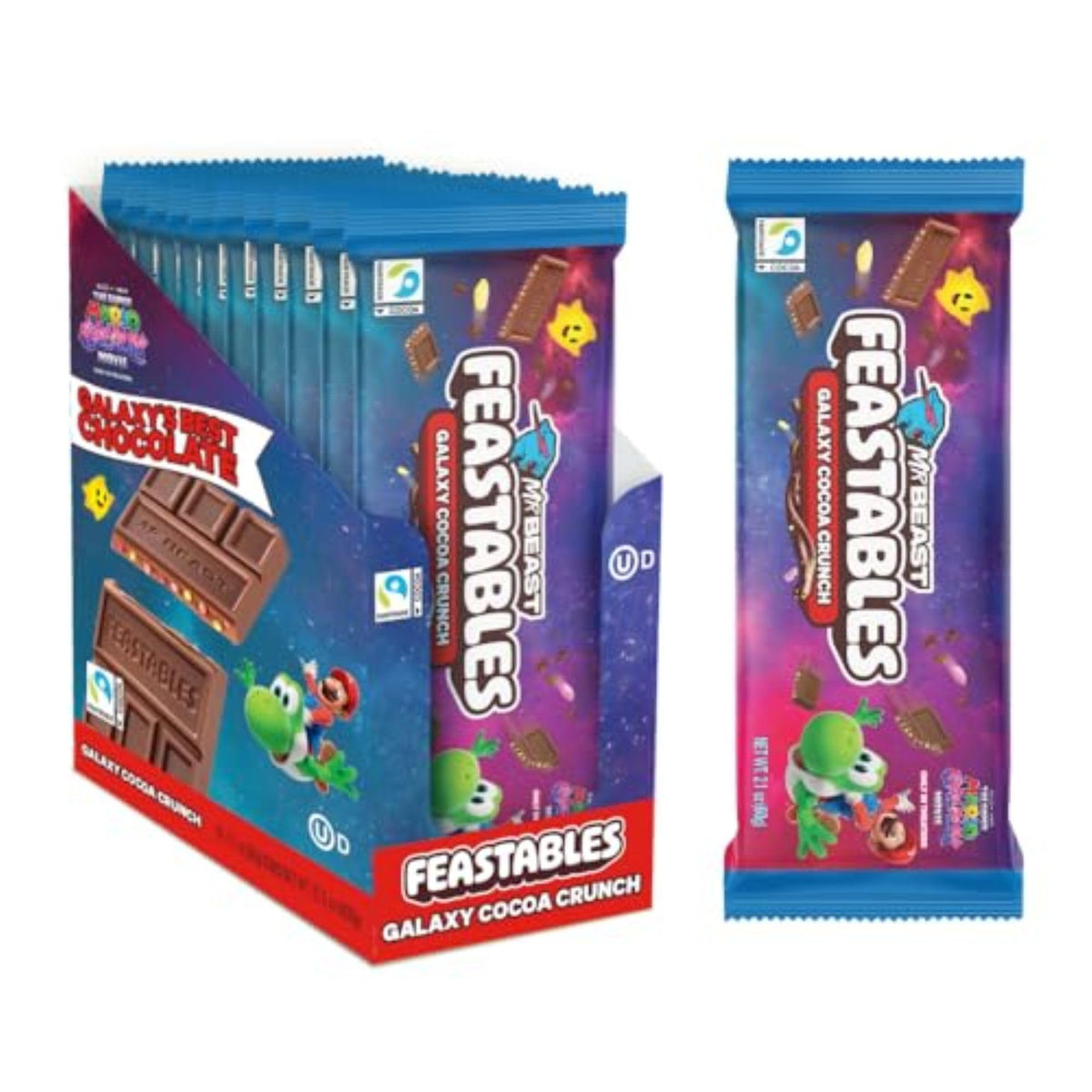 Feastables MrBeast Galaxy Cocoa Crunch Bar – Limited Edition for The Super Mario Galaxy Movie (60g x10)