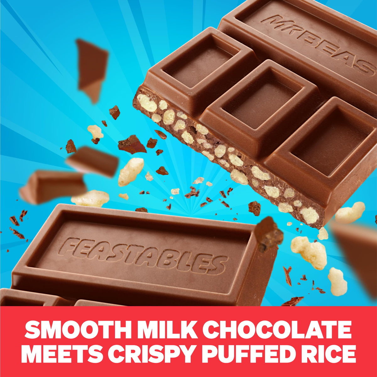 Feastables MrBeast Milk Chocolate Crunch Bar – Full Size 24 Count, Fairtrade Cocoa
