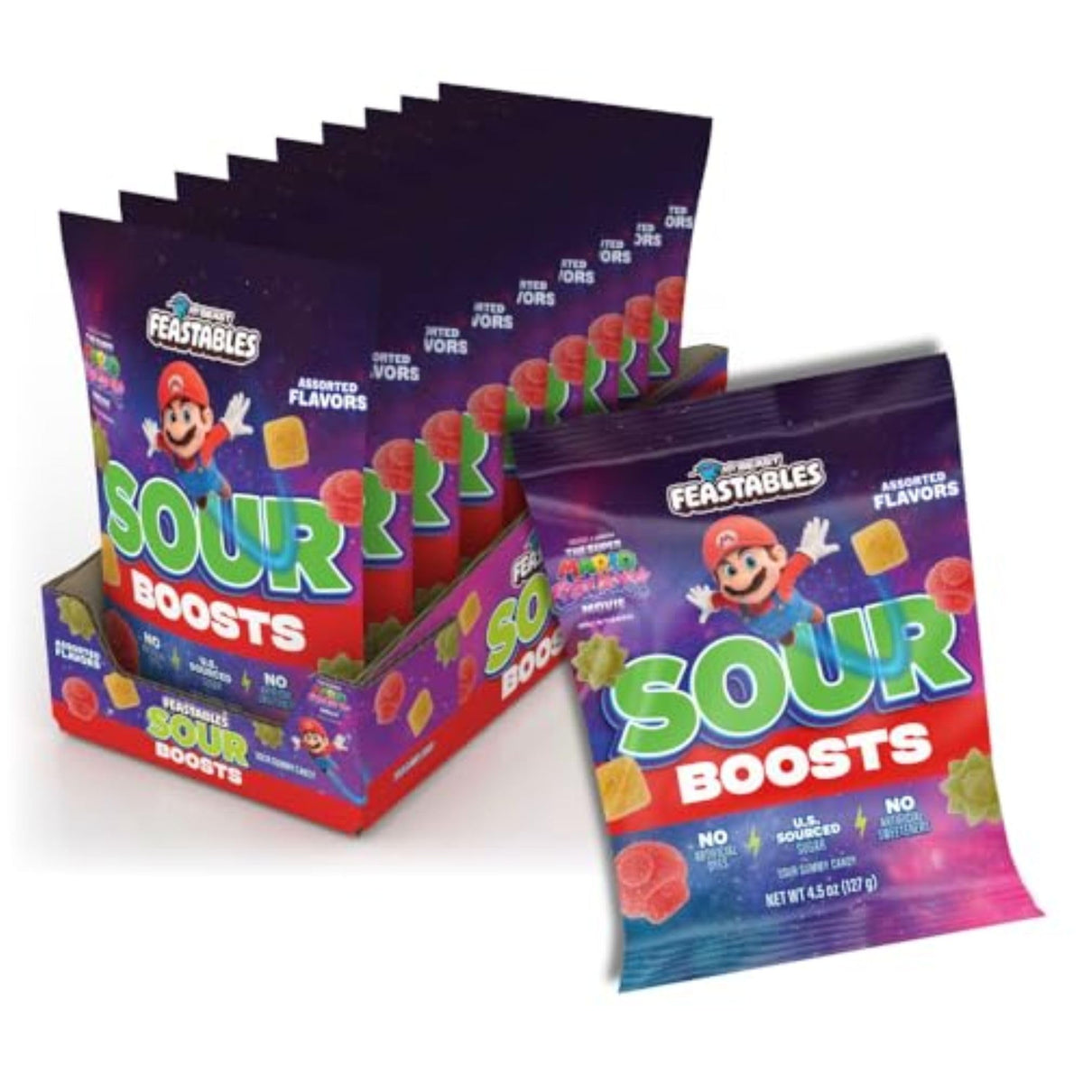 MrBeast Feastables Sour Boosts Gummy Candy – Galaxy Movie Limited Edition, 4.5oz (12 Count)