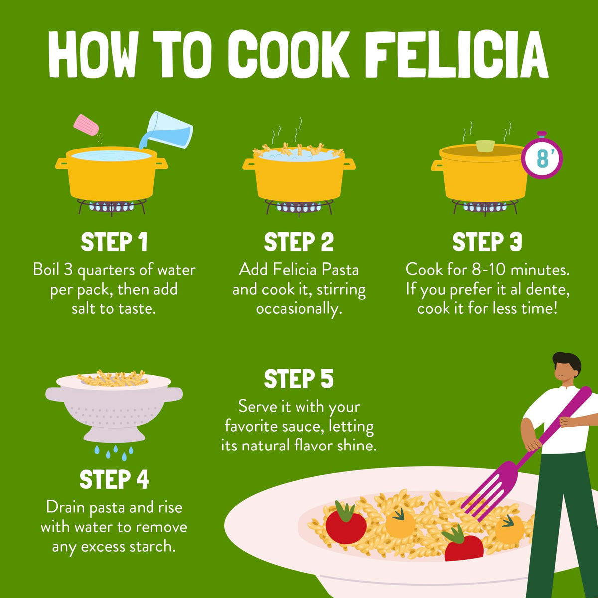 Felicia Gluten Free Pasta – Chickpea Fusilli, 22g Protein, 14g Fiber per Serving | Organic, Non-GMO, 8.8 oz, 6 Boxes