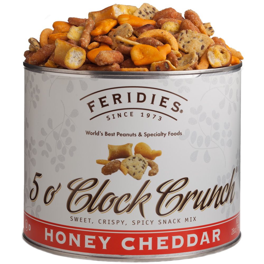 FERIDIES 5 O'clock Crunch Honey Cheddar Gourmet Snack Mix – 28 Oz Tin