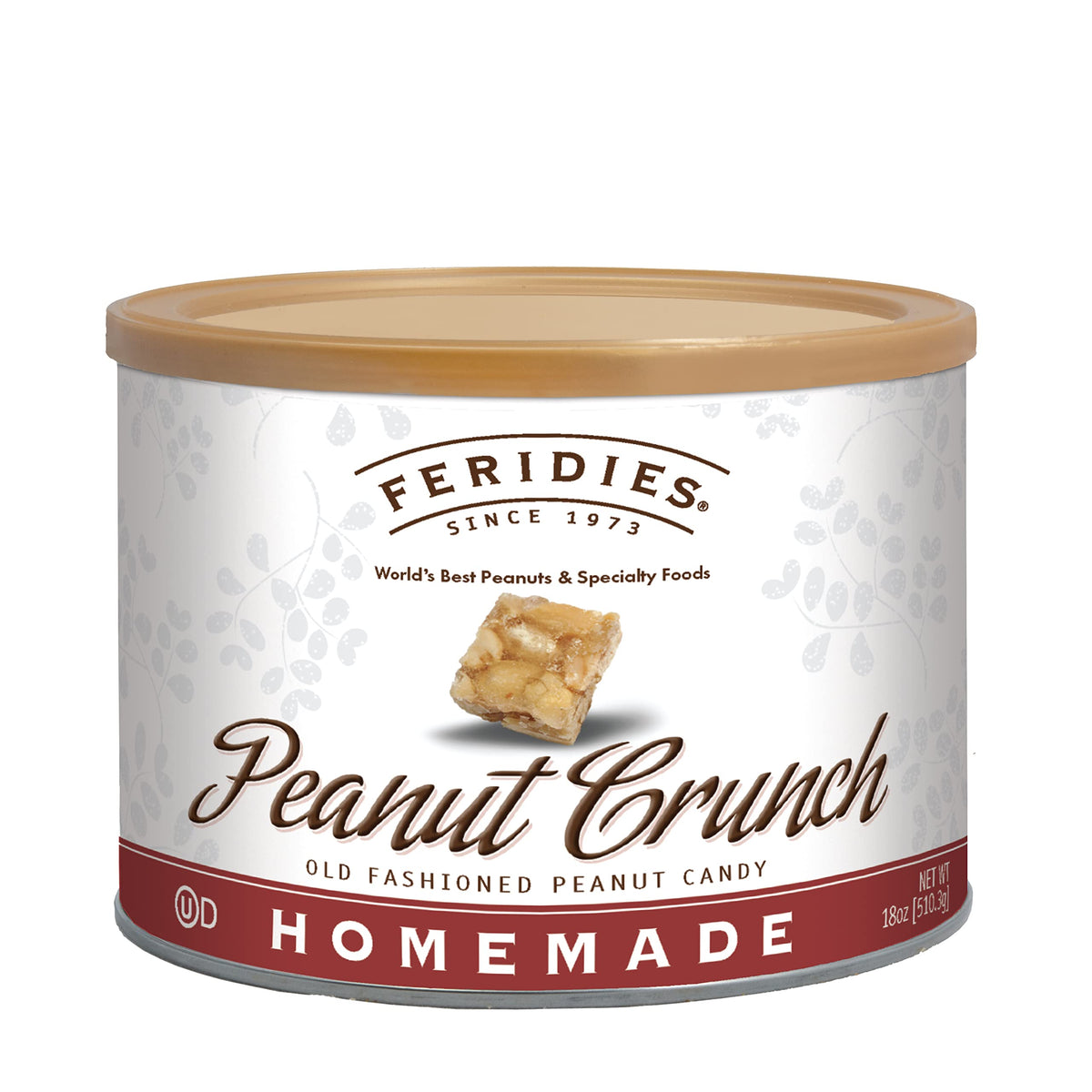 FERIDIES Gourmet Peanut Squares – Virginia Peanut Candy Crunch, 18oz Can