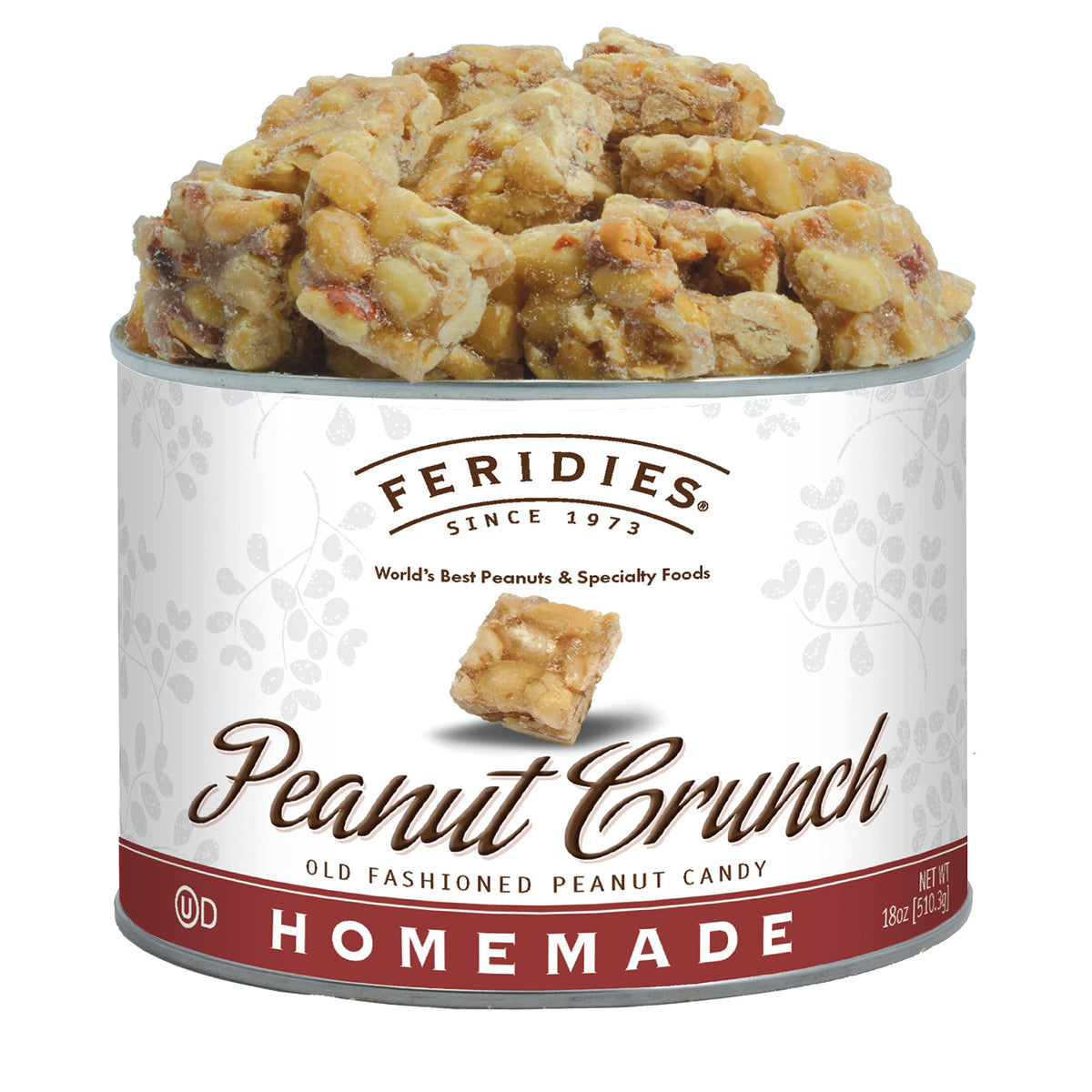 FERIDIES Gourmet Peanut Squares – Virginia Peanut Candy Crunch, 18oz Can