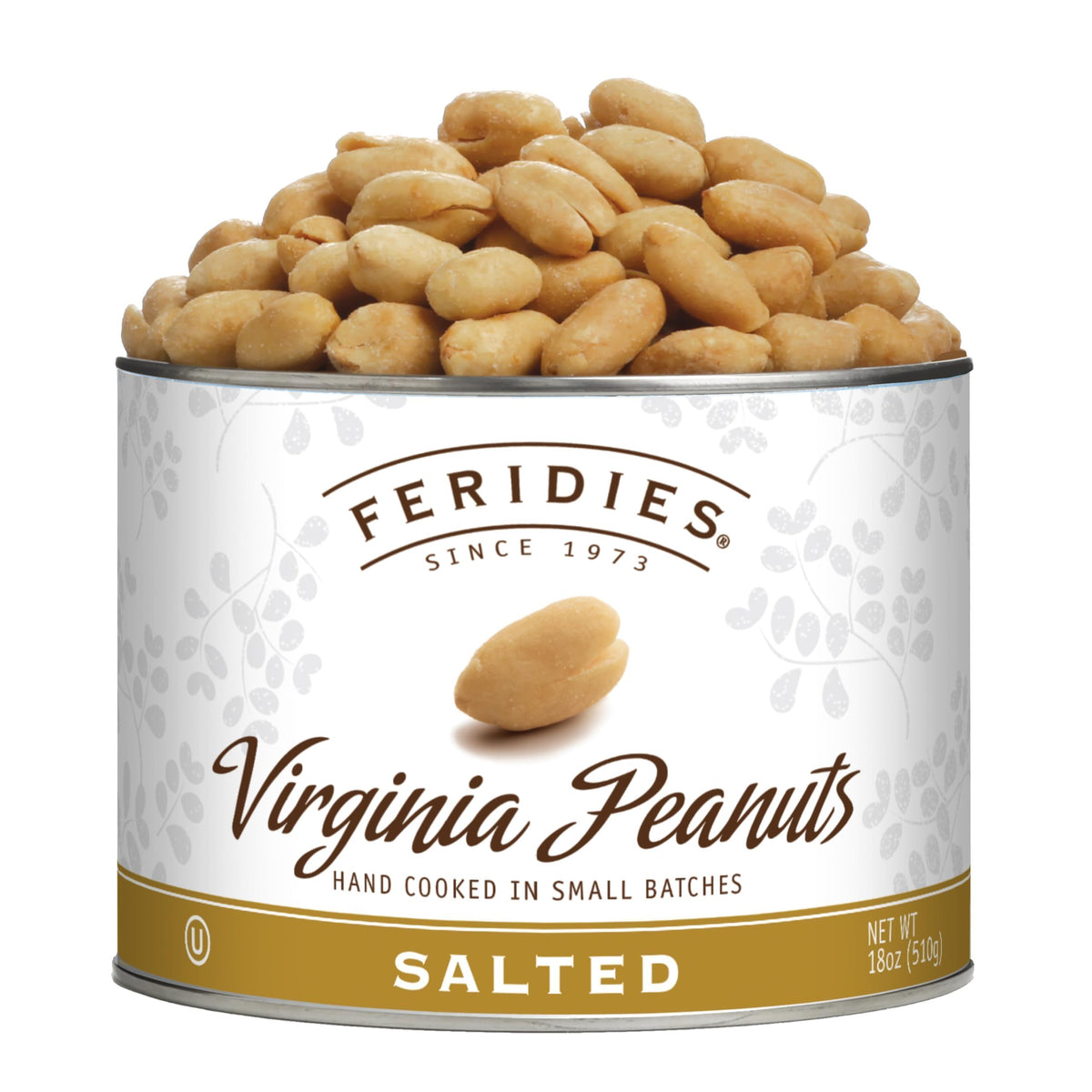 FERIDIES Super Extra Large Salted Virginia Peanuts – 18 oz Can