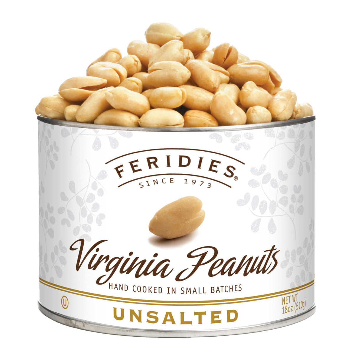 FERIDIES Unsalted Virginia Peanuts – Non-GMO Project Verified, Kosher Certified 18oz Salt-Free XL Pack