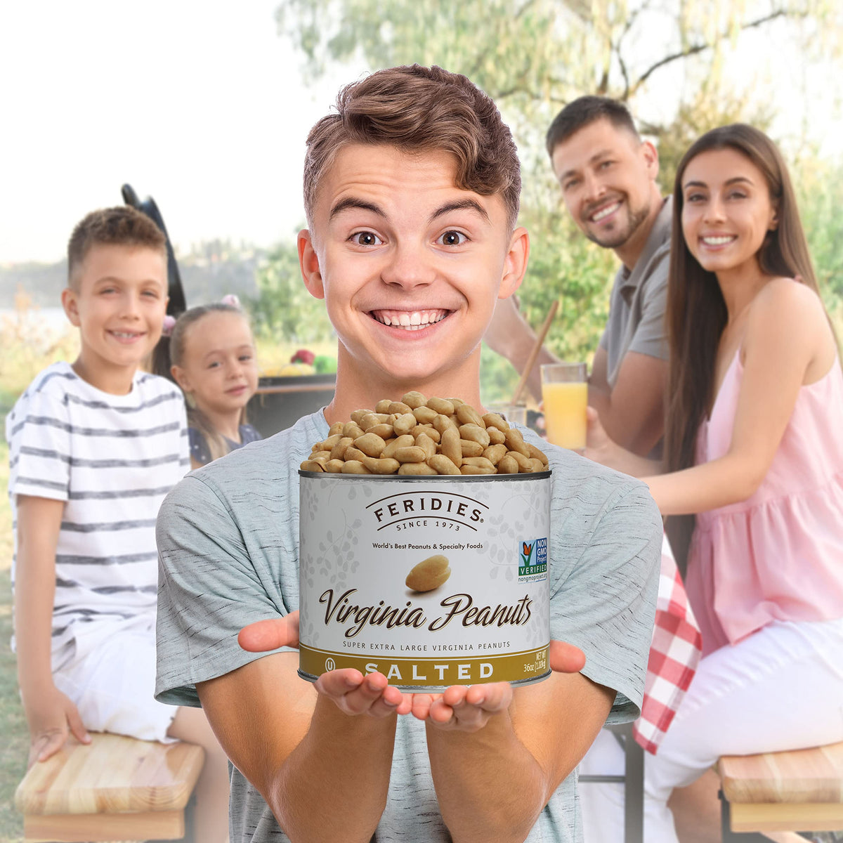 FERIDIES Top Grade Salted Extra Large Virginia Peanuts – 2.5 lb Pack of 2