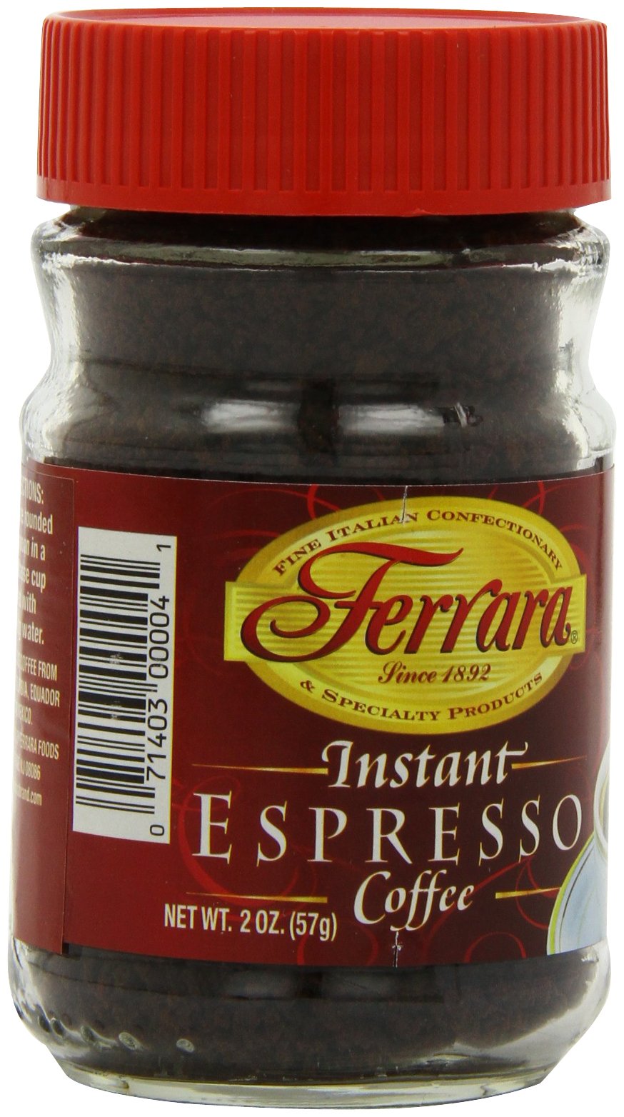 Ferrara Instant Espresso Coffee — 2-Ounce Glass Jars (Pack of 6)