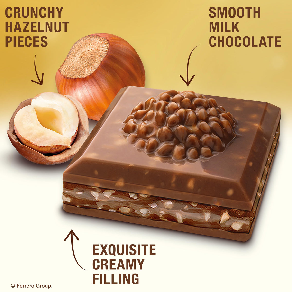 Ferrero Rocher Premium Milk Chocolate Hazelnut Bar – 8 Bars, 3.1 oz Each
