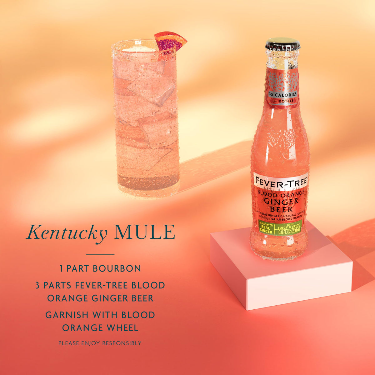 Fever-Tree Blood Orange Ginger Beer – Premium Mixer for Cocktails & Mocktails, 6.8 fl oz Bottles (Pack of 4), Naturally Sourced, Non-GMO