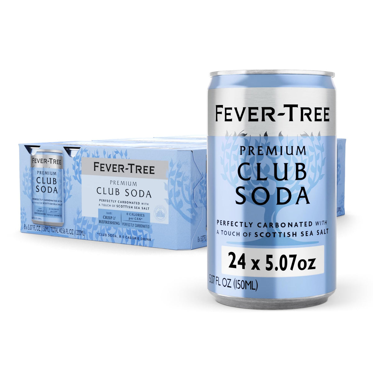 Fever-Tree Club Soda – Premium Zero-Calorie Mixer, 24 x 5.1 fl oz Cans