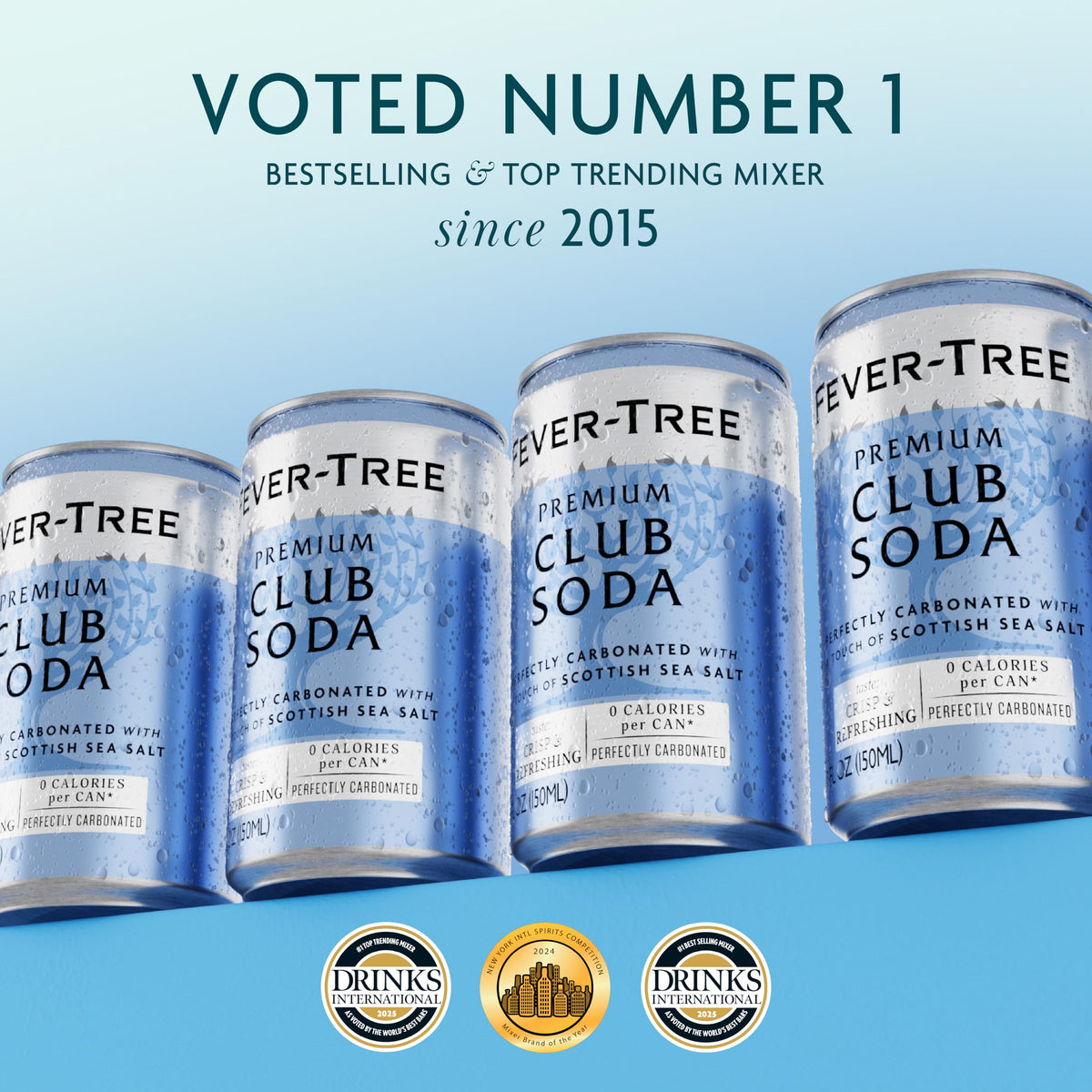 Fever-Tree Club Soda – Premium Zero-Calorie Mixer, 24 x 5.1 fl oz Cans