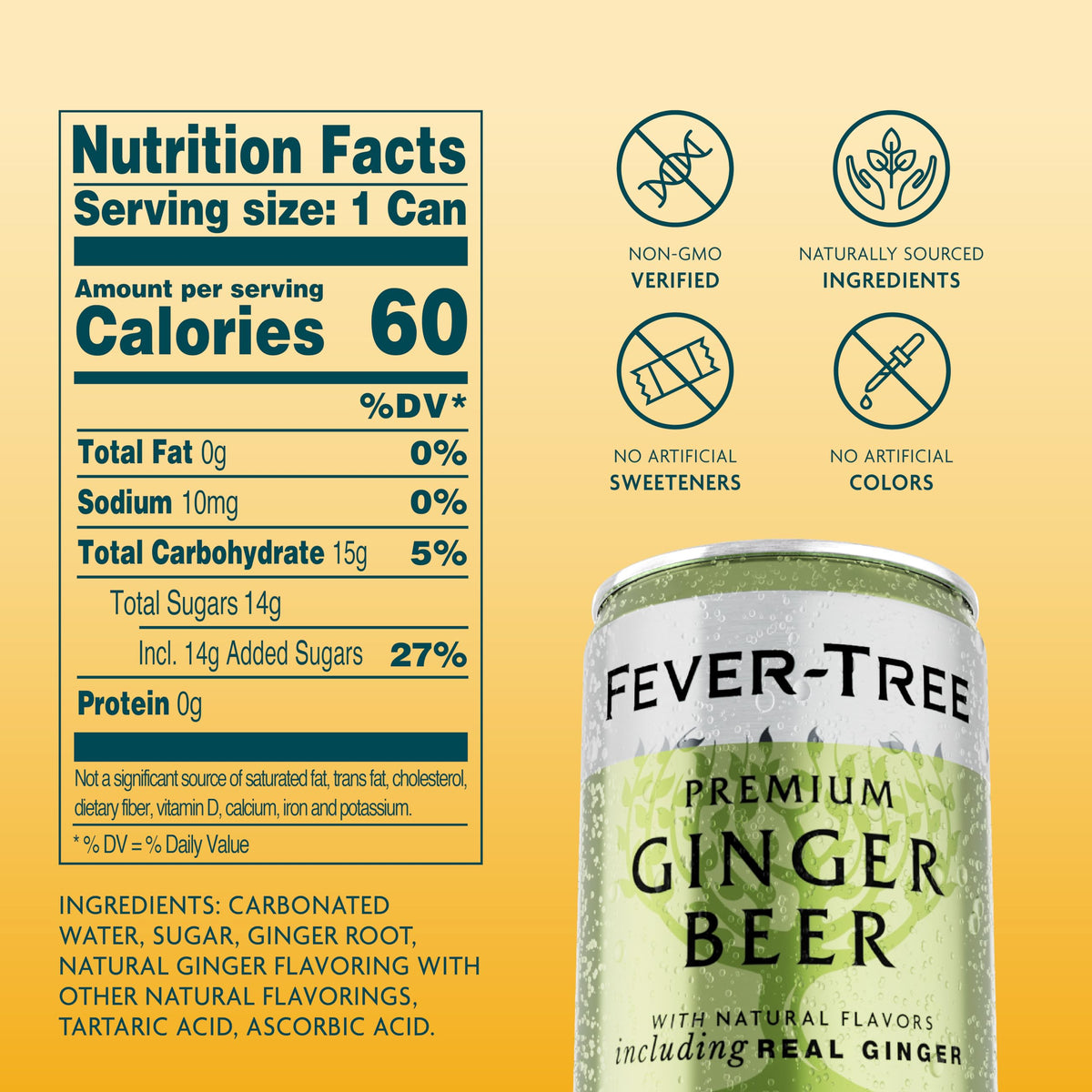 Fever-Tree Ginger Beer – Premium Mixer for Cocktails & Mocktails, 24 x 5.07 fl oz, Naturally Sourced & Non-GMO