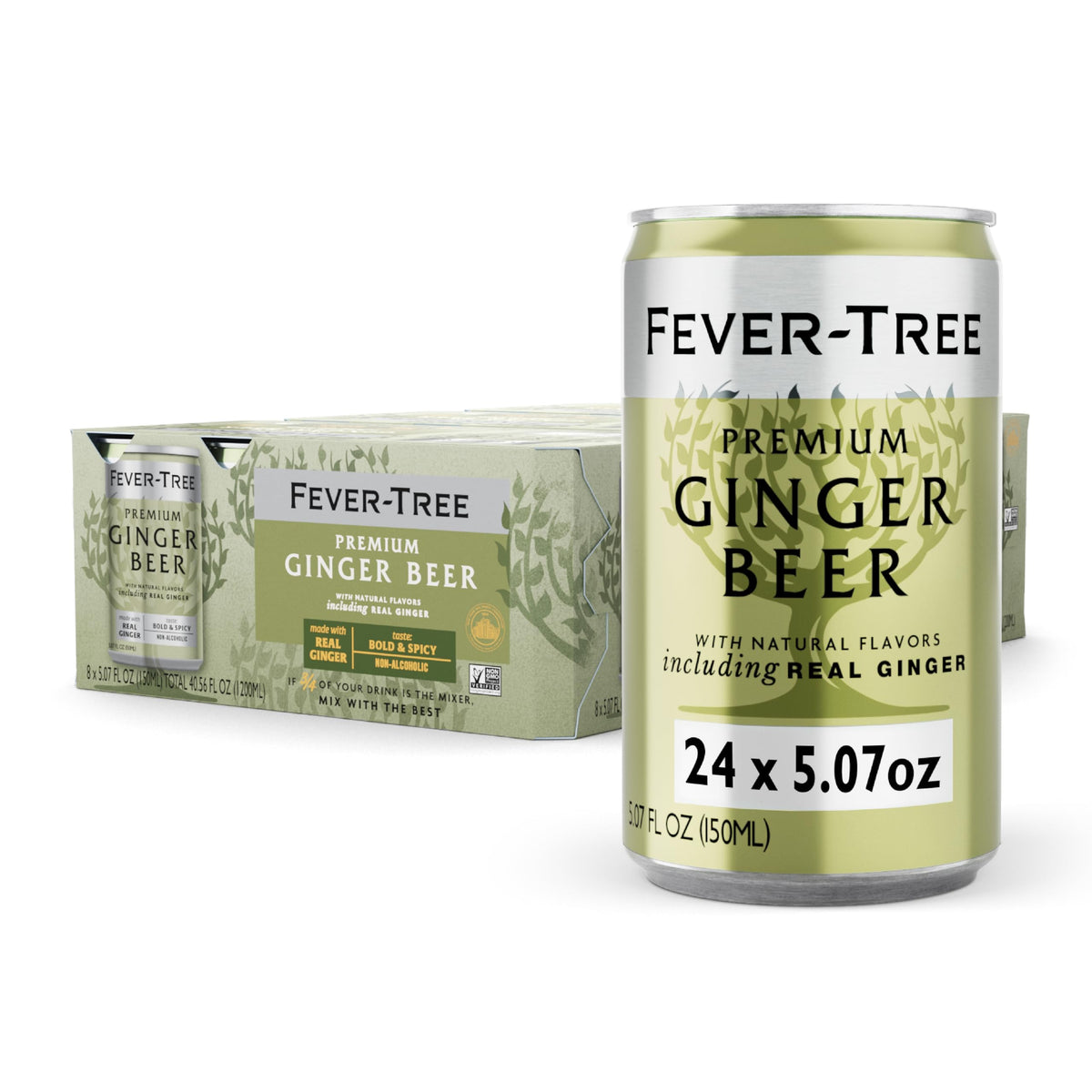 Fever-Tree Ginger Beer – Premium Mixer for Cocktails & Mocktails, 24 x 5.07 fl oz, Naturally Sourced & Non-GMO