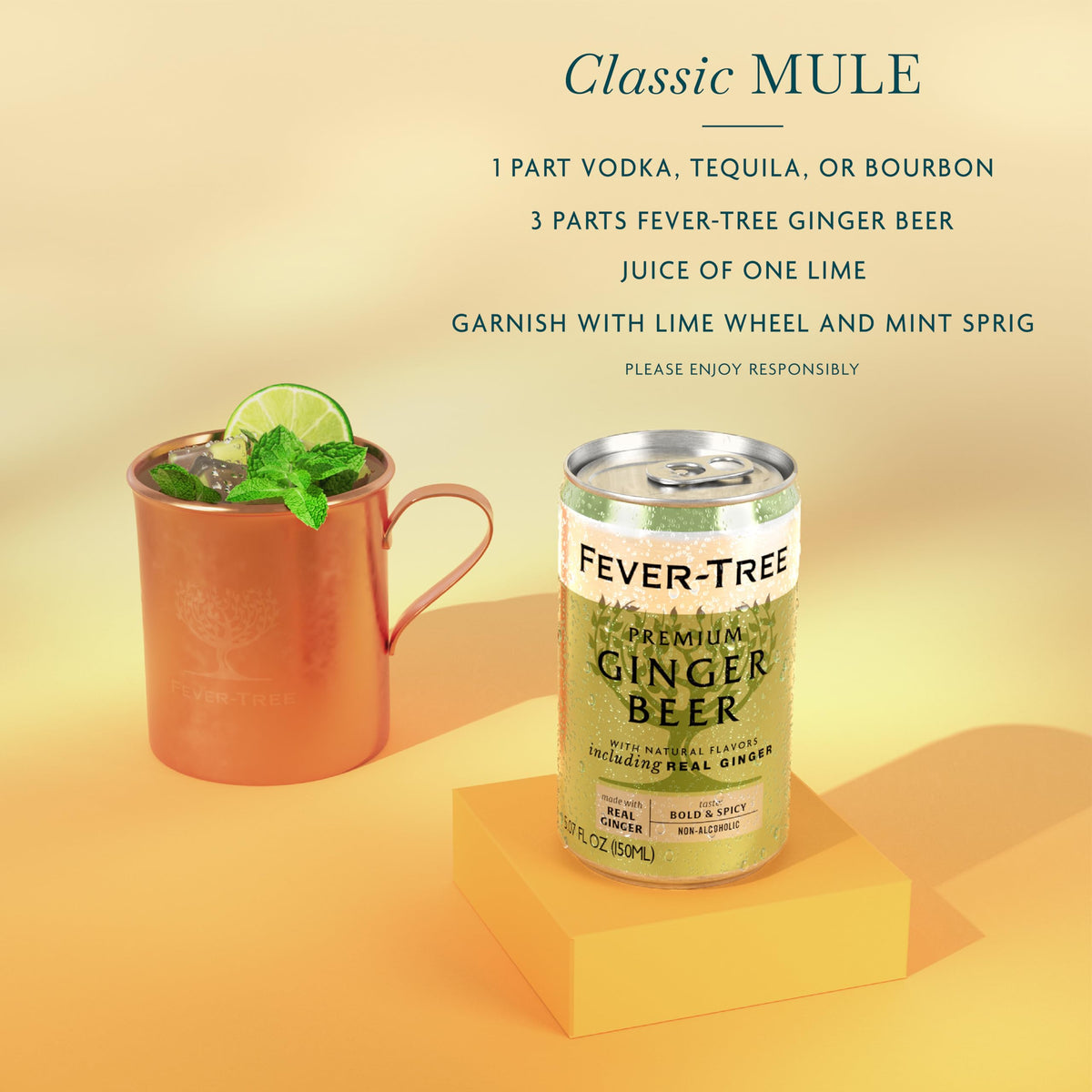 Fever-Tree Ginger Beer – Premium Mixer for Cocktails & Mocktails, 24 x 5.07 fl oz, Naturally Sourced & Non-GMO